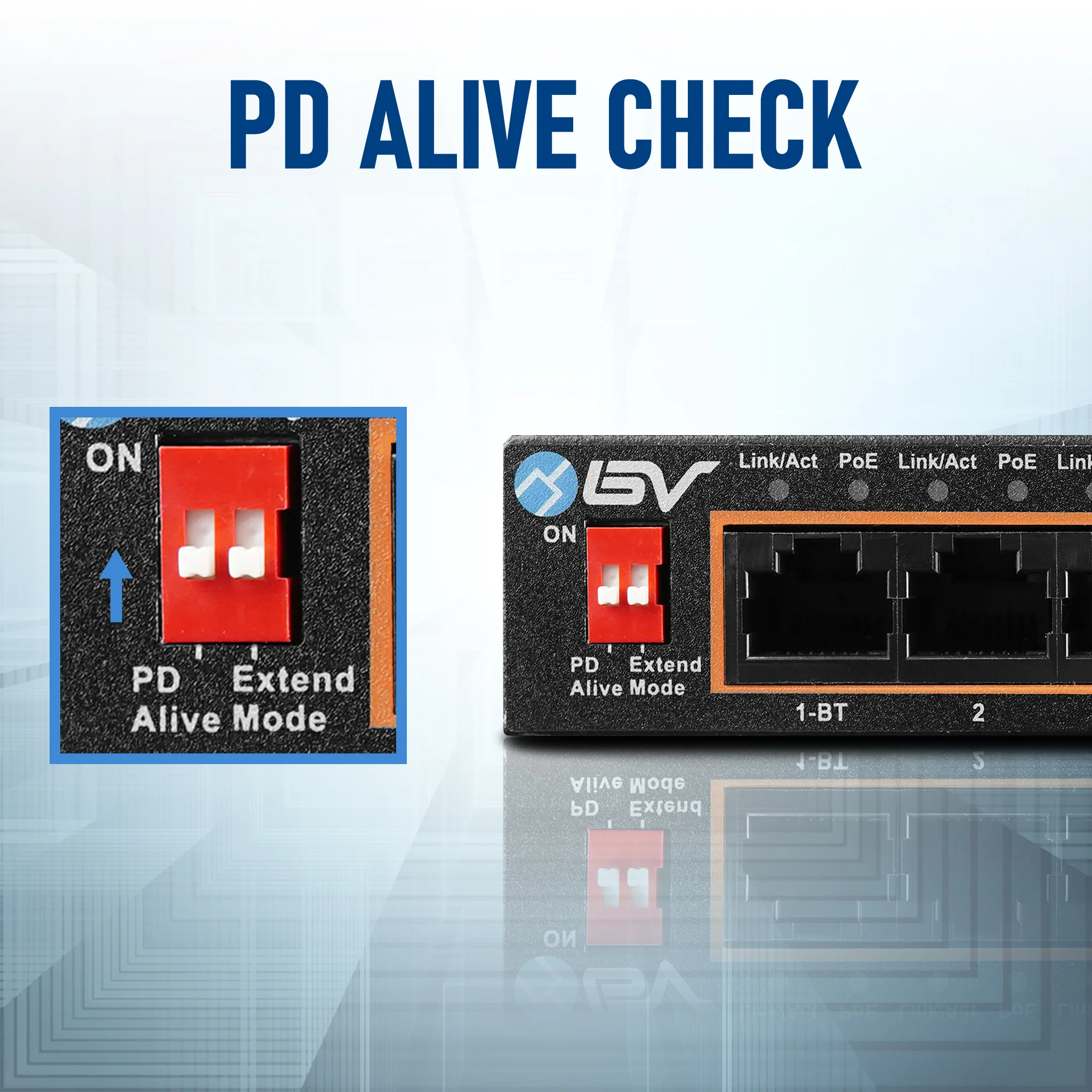 BV-Tech 4 PoE+ Ports Switch with 2 Uplinks - Megabit | POE-SW502 - Image 4
