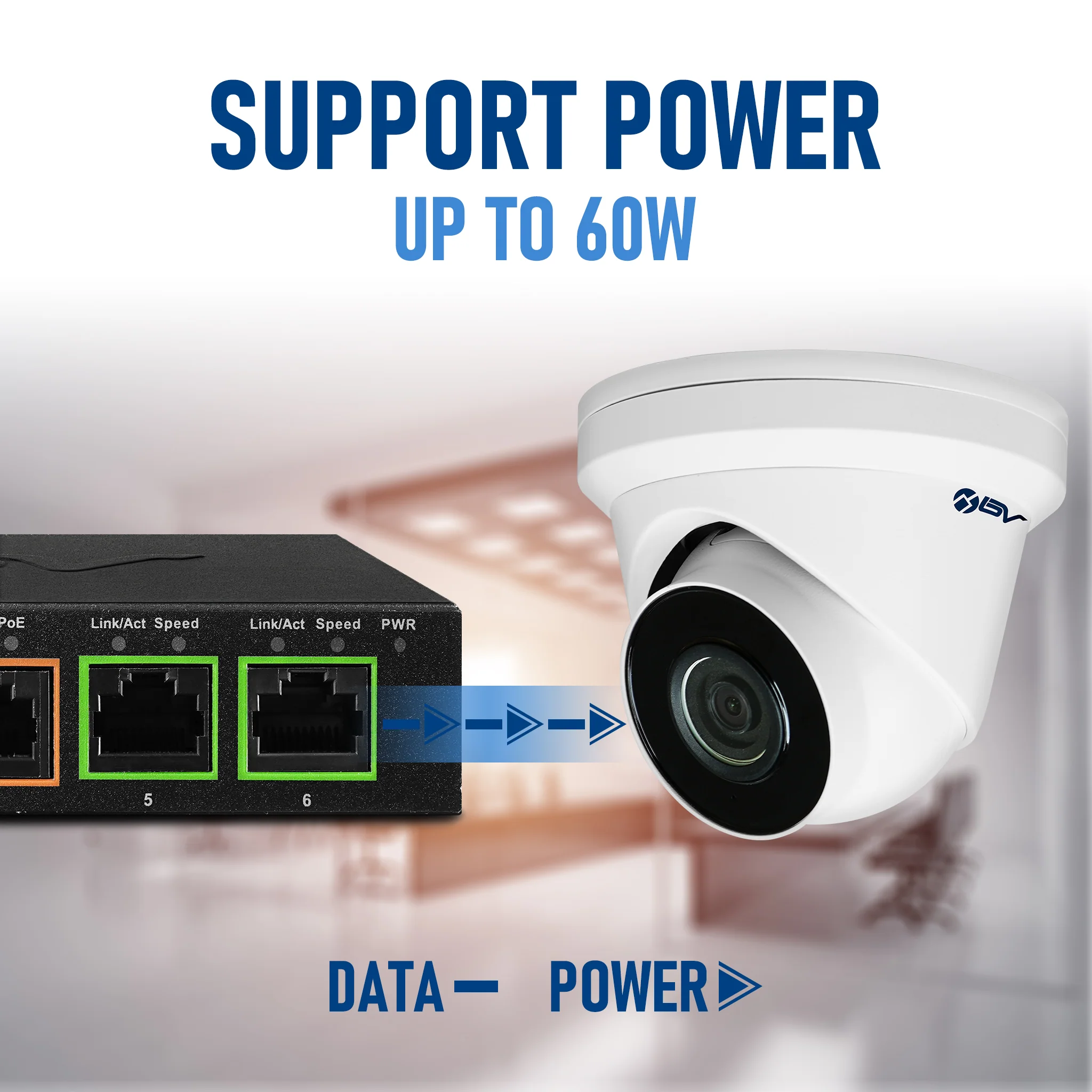 BV-Tech 4 PoE+ Ports Switch with 2 Uplinks - Megabit | POE-SW502 - Image 6
