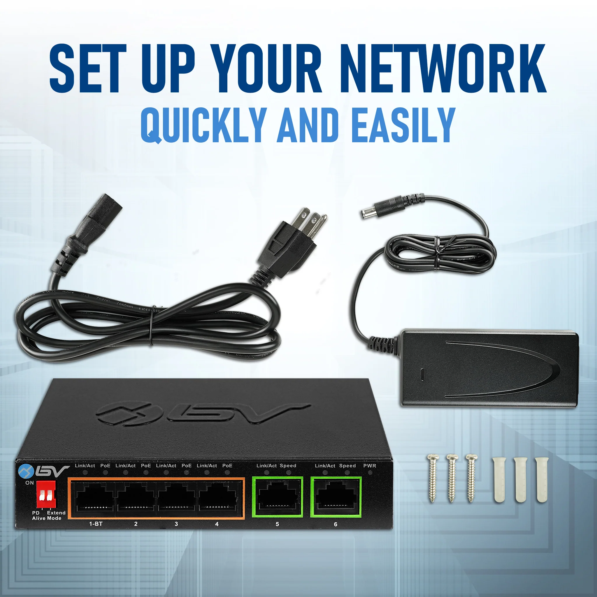 BV-Tech 4 PoE+ Ports Switch with 2 Uplinks - Megabit | POE-SW502 - Image 7